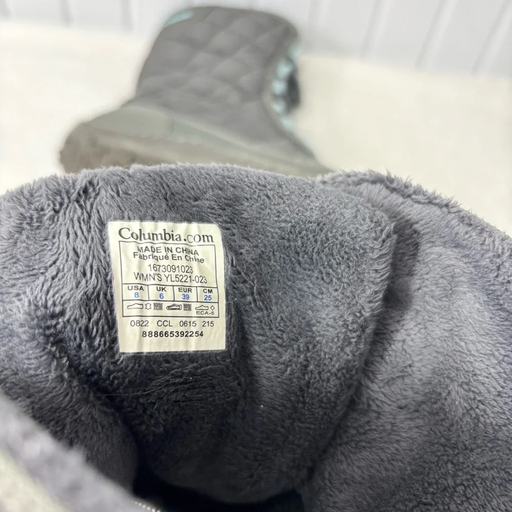 Columbia Charcoal Gray‎ blue Quilted Women's waterproof Boots Size 8